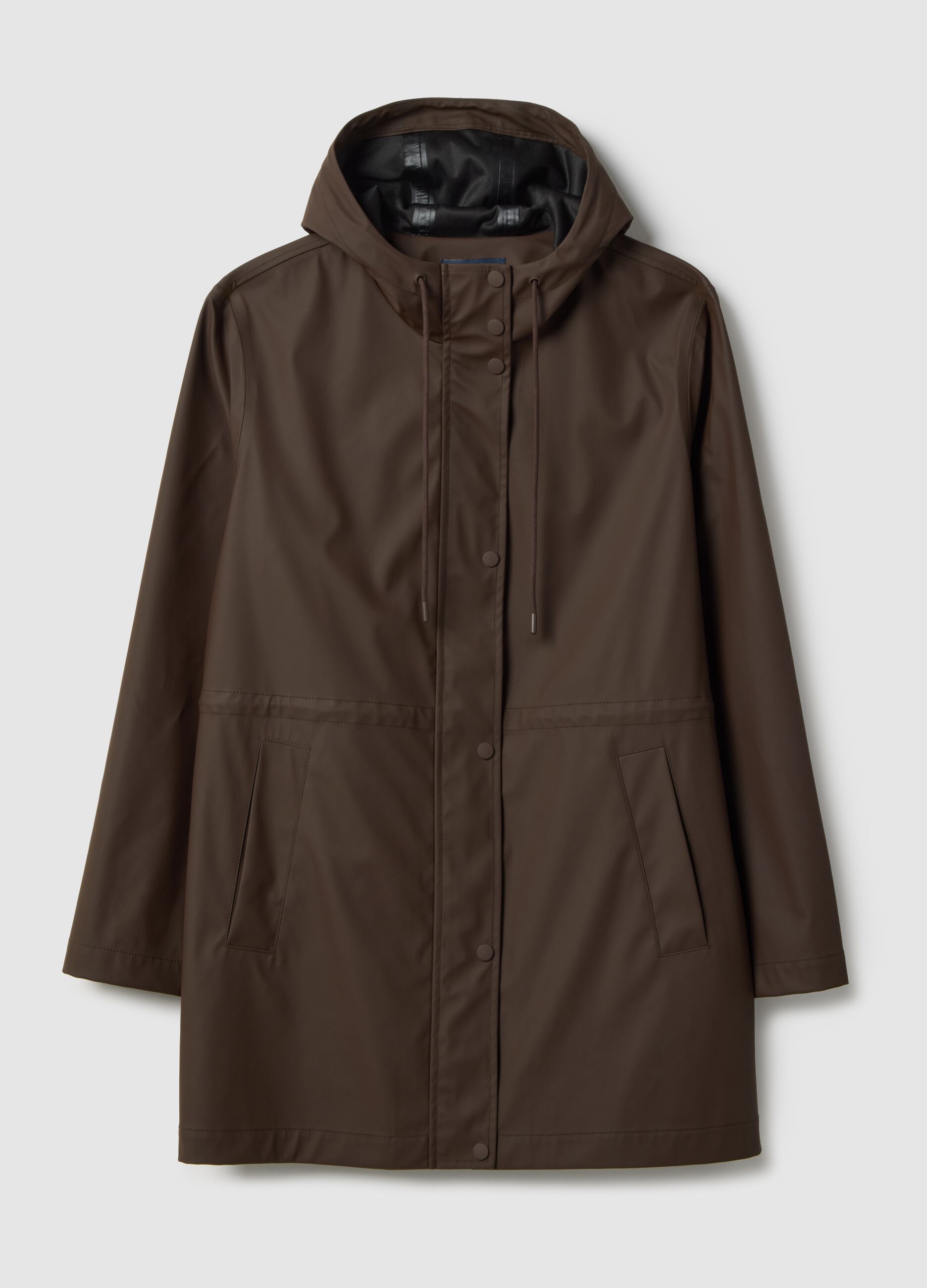 Brown rain jacket regular fit with hood
