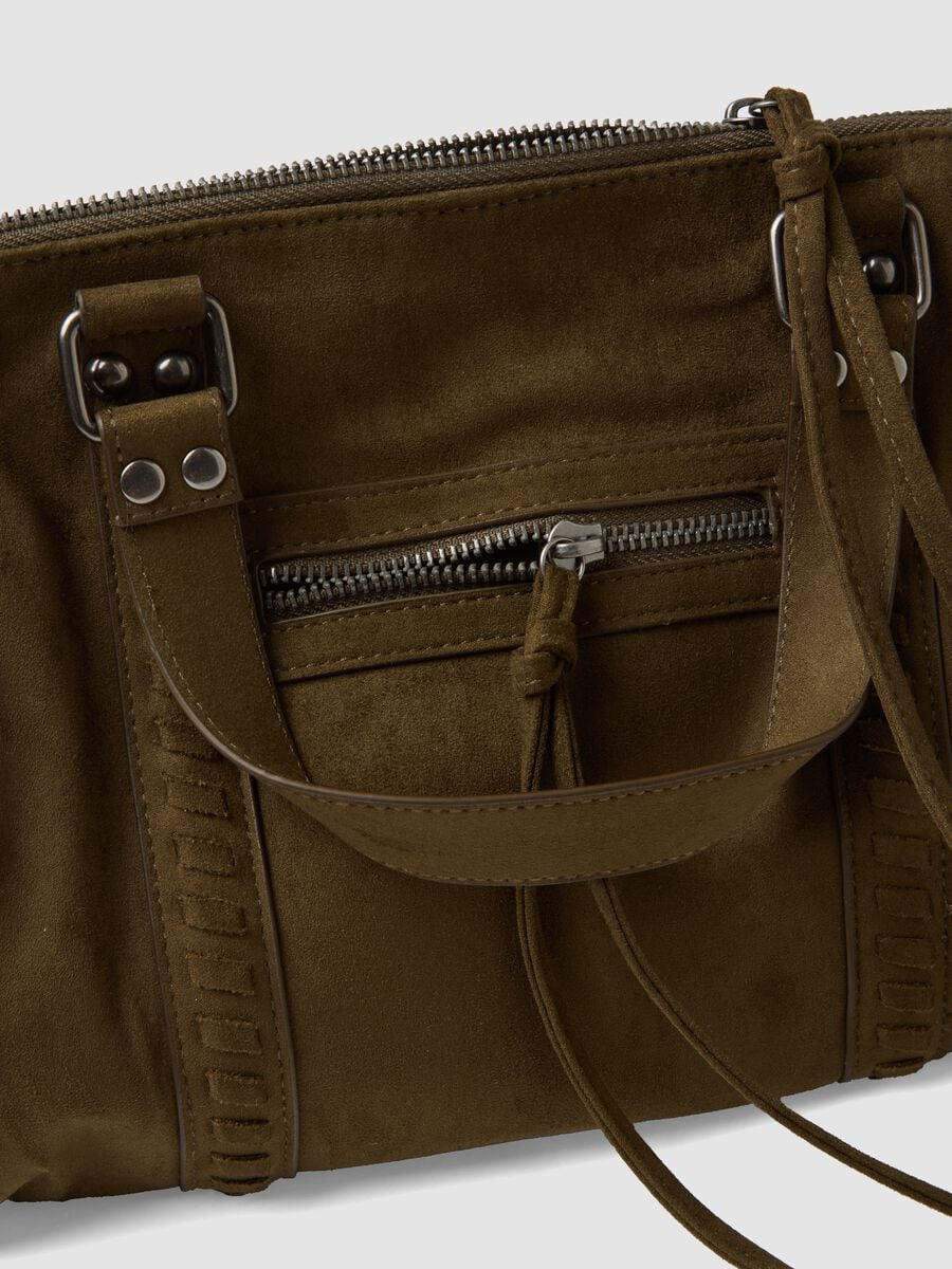 Borsa verde in tessuto elasticizzato con doppio manico_2
