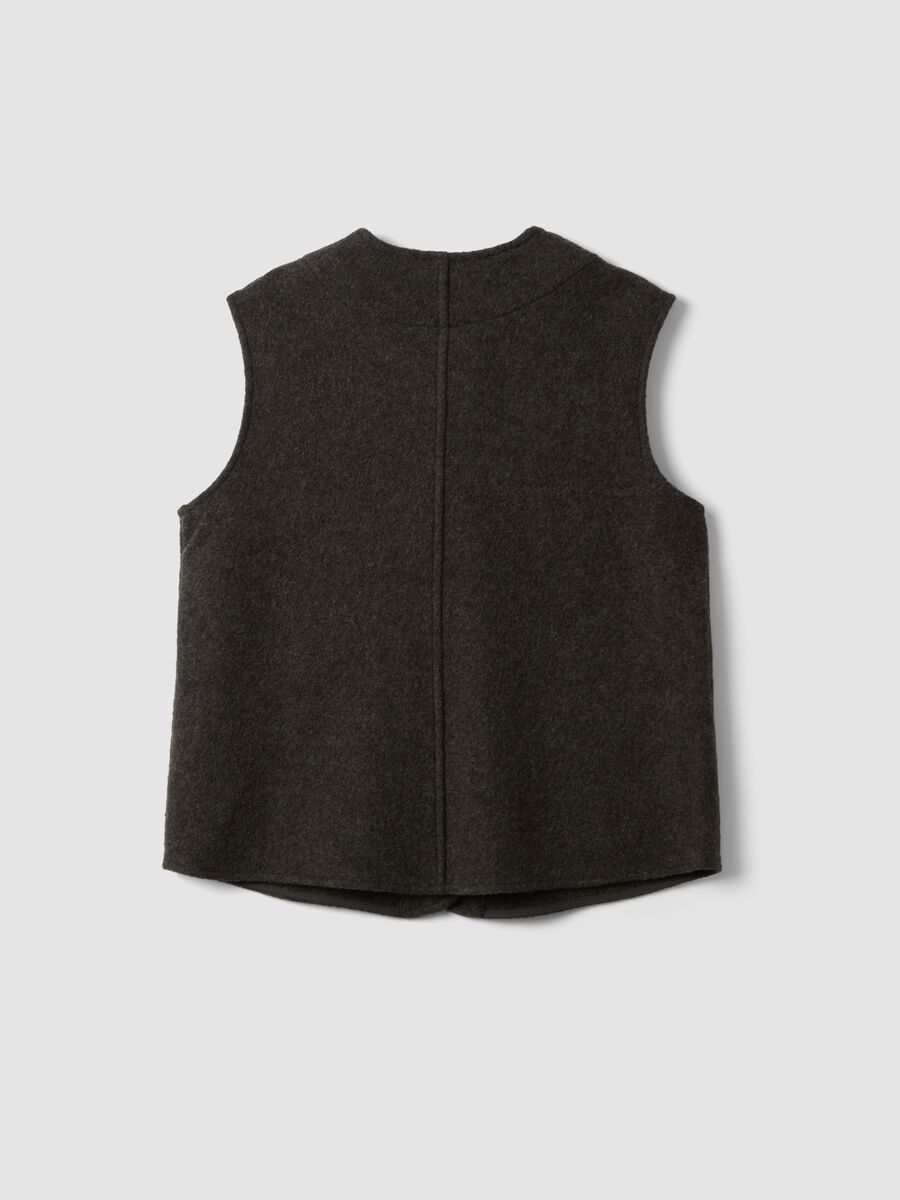 Gilet nero in pura lana con girocollo over fit_6