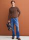 Brown pure cotton crew-neck jumper, regular fit_0