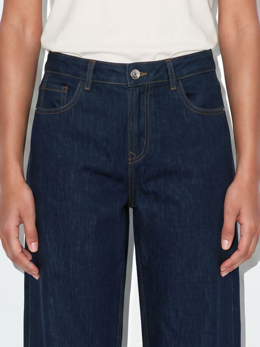 Blue denim wide-leg jeans in pure cotton_3