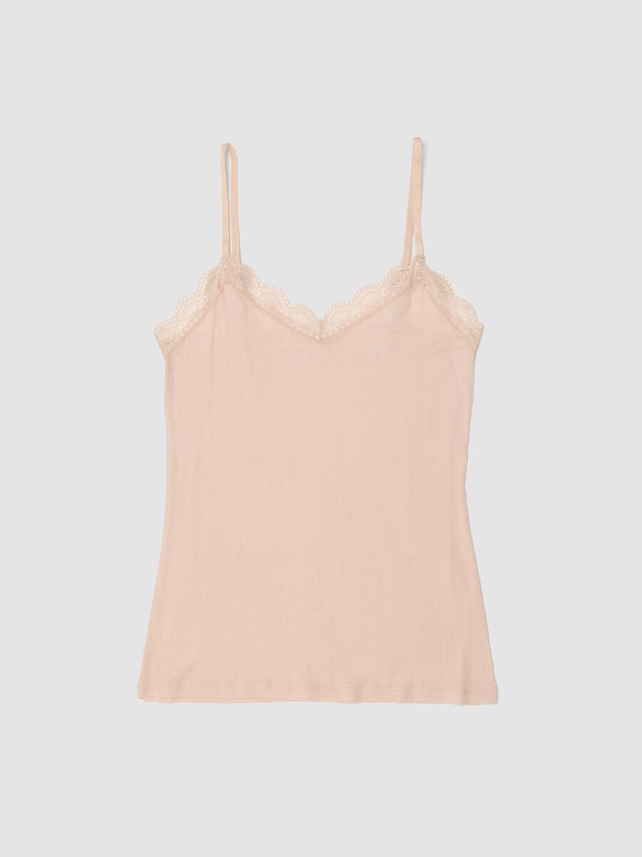 Pink stretch modal vest regular fit with lace_4