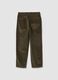 Pantaloni chino verdi in cotone elasticizzato baggy fit a coste_2