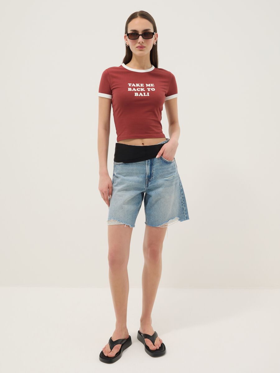 Rotes Regular-Fit T-Shirt aus Stretch-Baumwolle mit Print_2