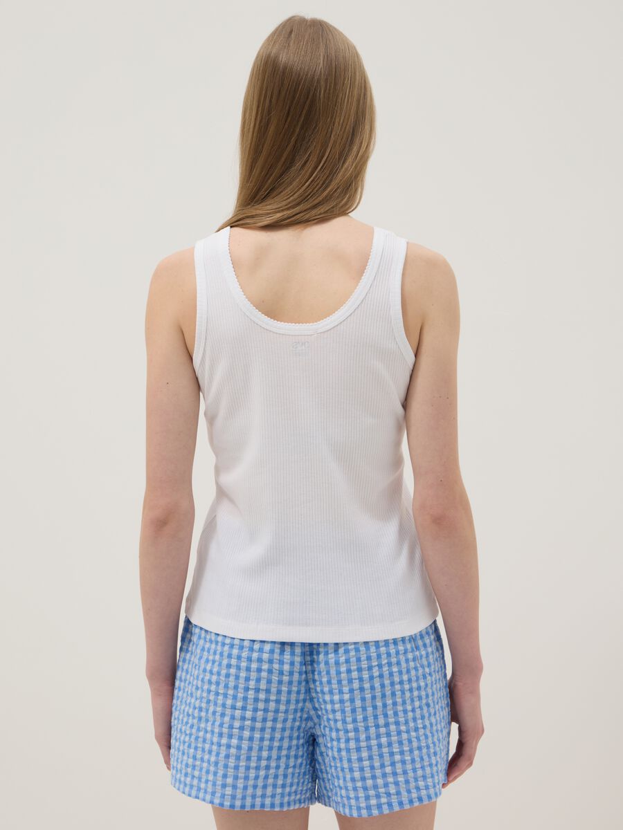 White pure cotton regular fit T-shirt with henley neck_2