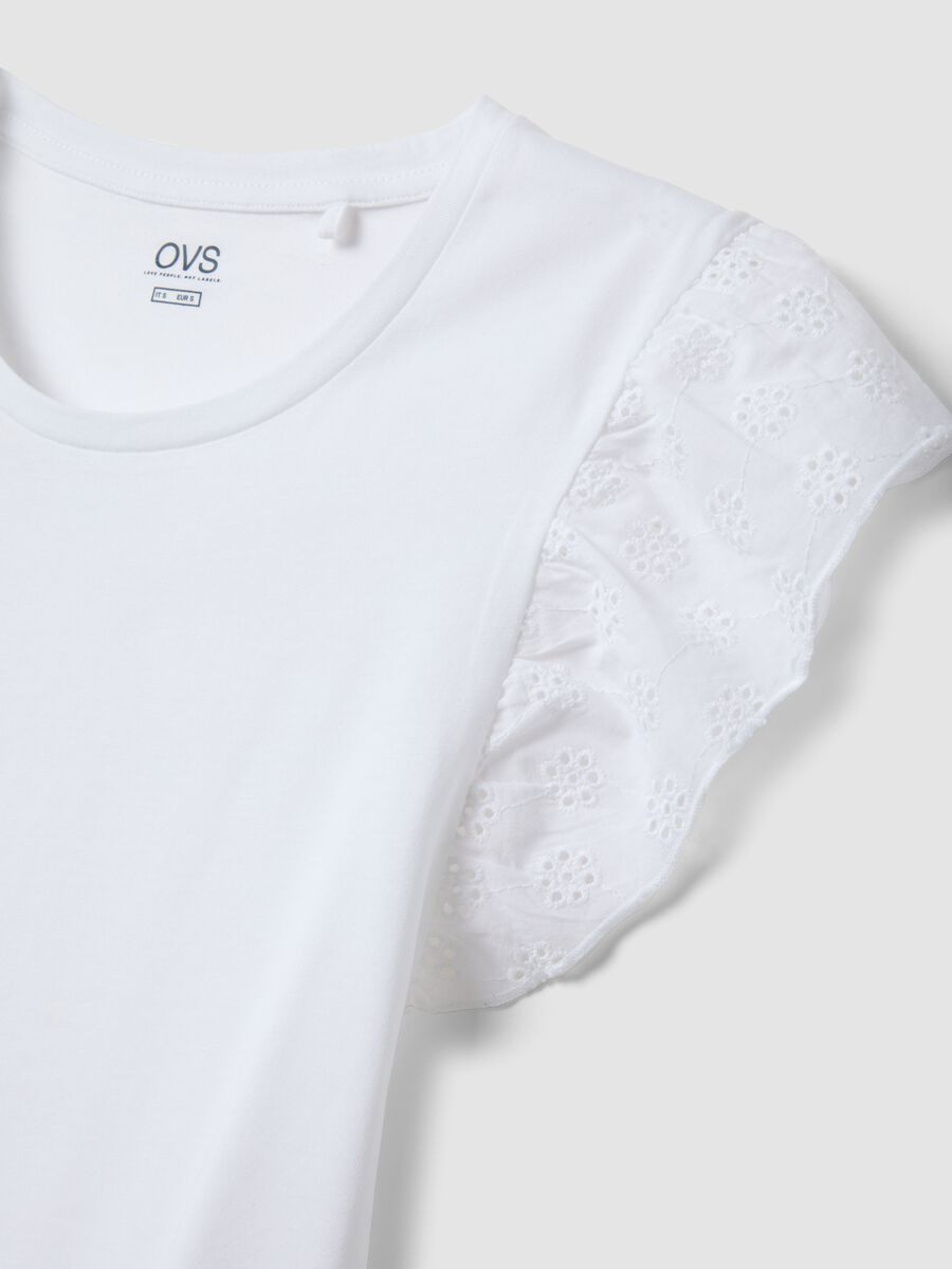 White pure cotton short pyjamas, regular fit with frills_5