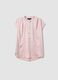 Regular fit pink short-sleeve blouse with a Mandarin collar_4
