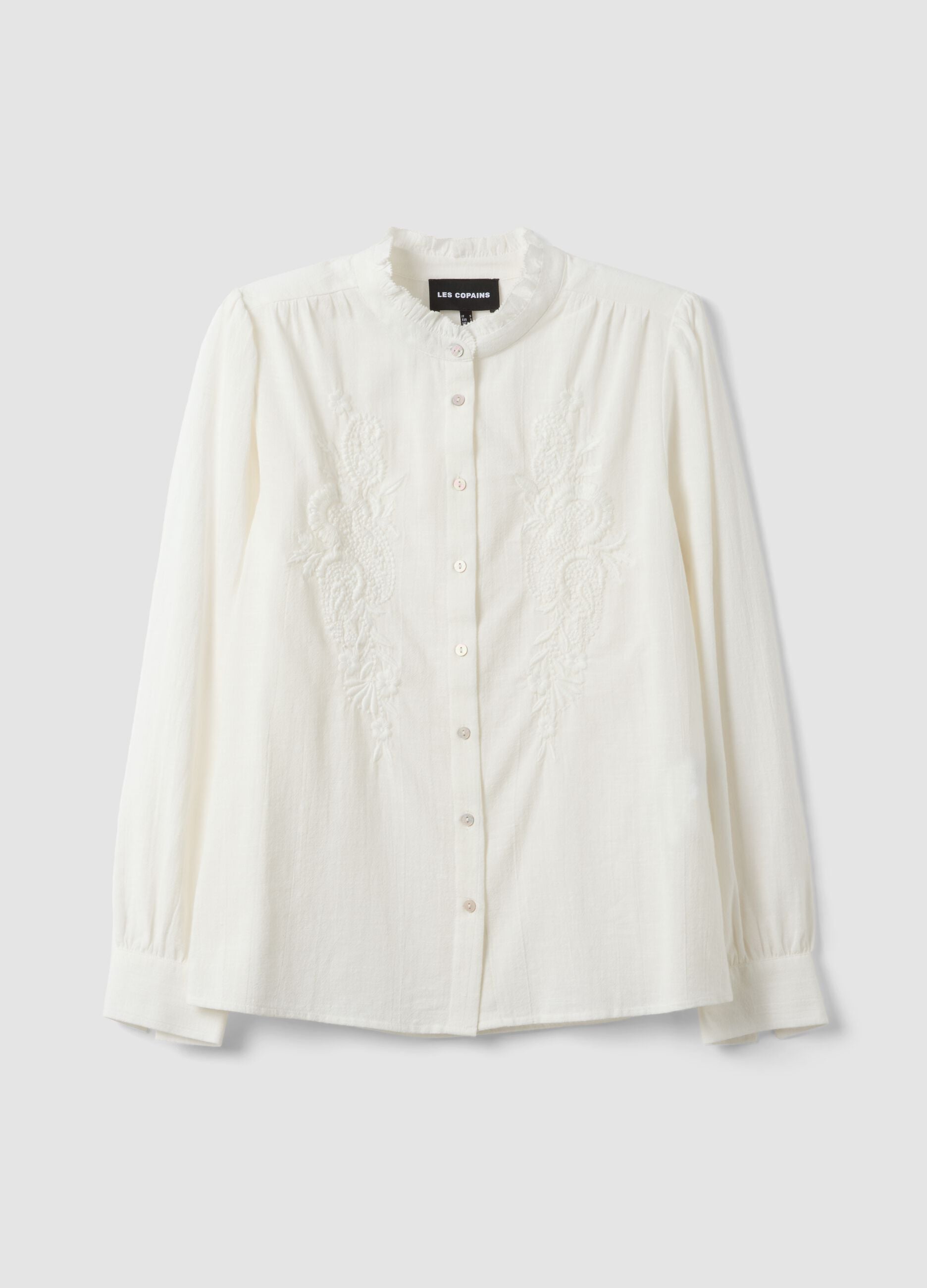 White pure cotton shirt with embroidery