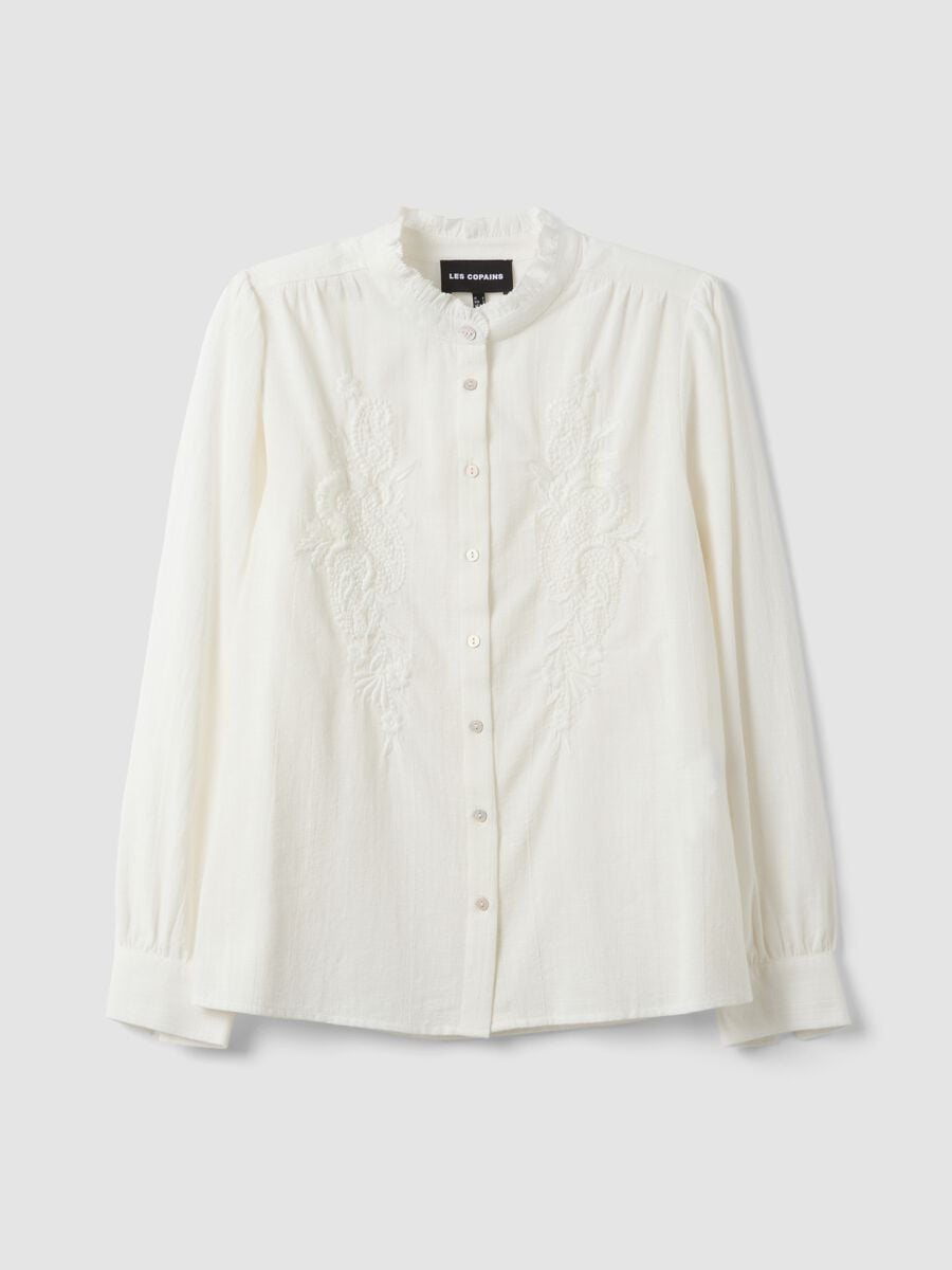 Weisse Bluse aus reiner Baumwolle mit Stickereien_0