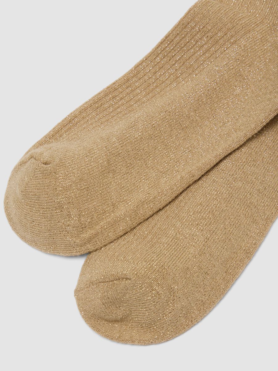 2er-Pack beige Socken aus elastischer Bio-Baumwolle mit Wellenb&uuml;ndchen_2
