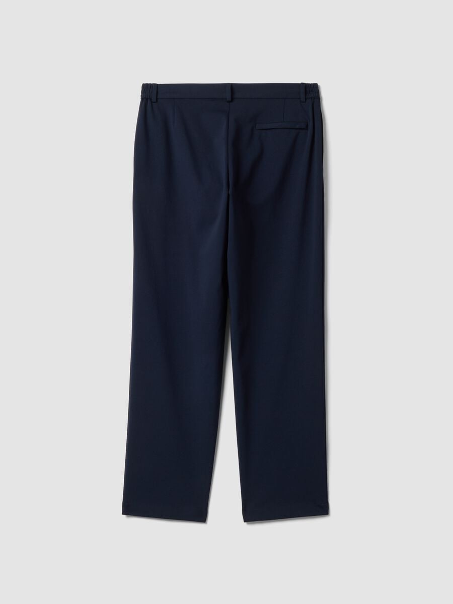 Blue regular-fit formal trousers in stretch cotton_2