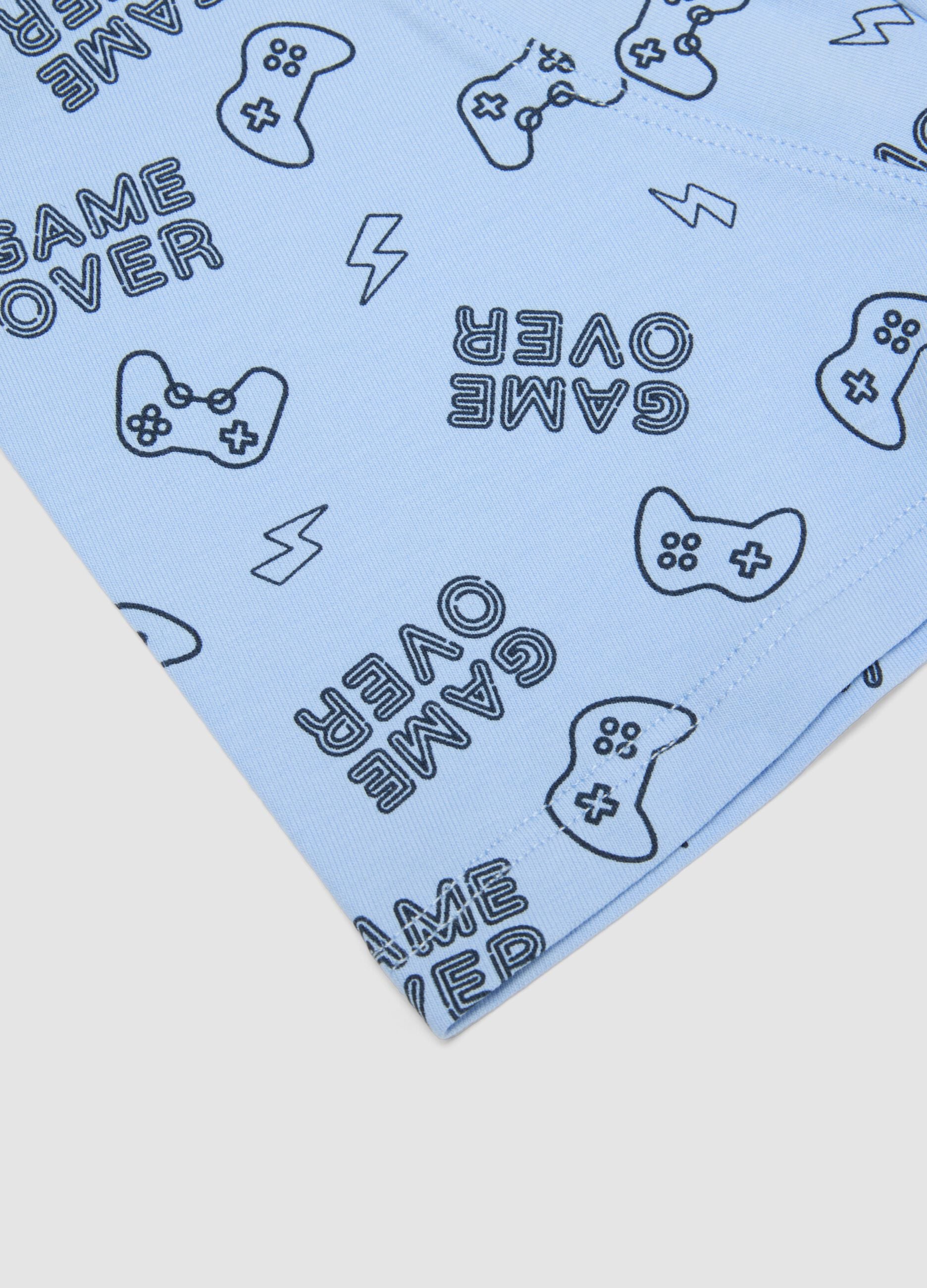 Blue organic cotton gaming print regular-fit boxer shorts for boys