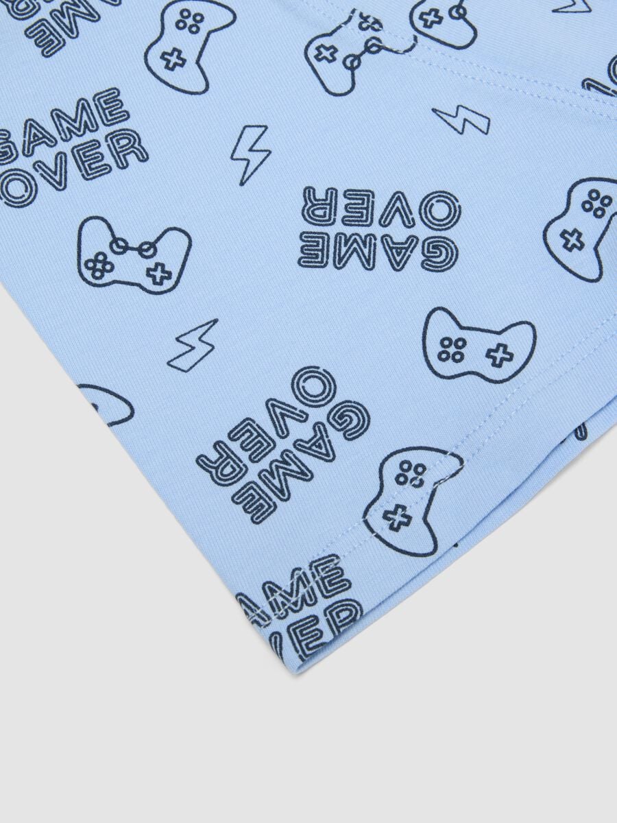 Blue organic cotton gaming print regular-fit boxer shorts for boys_3