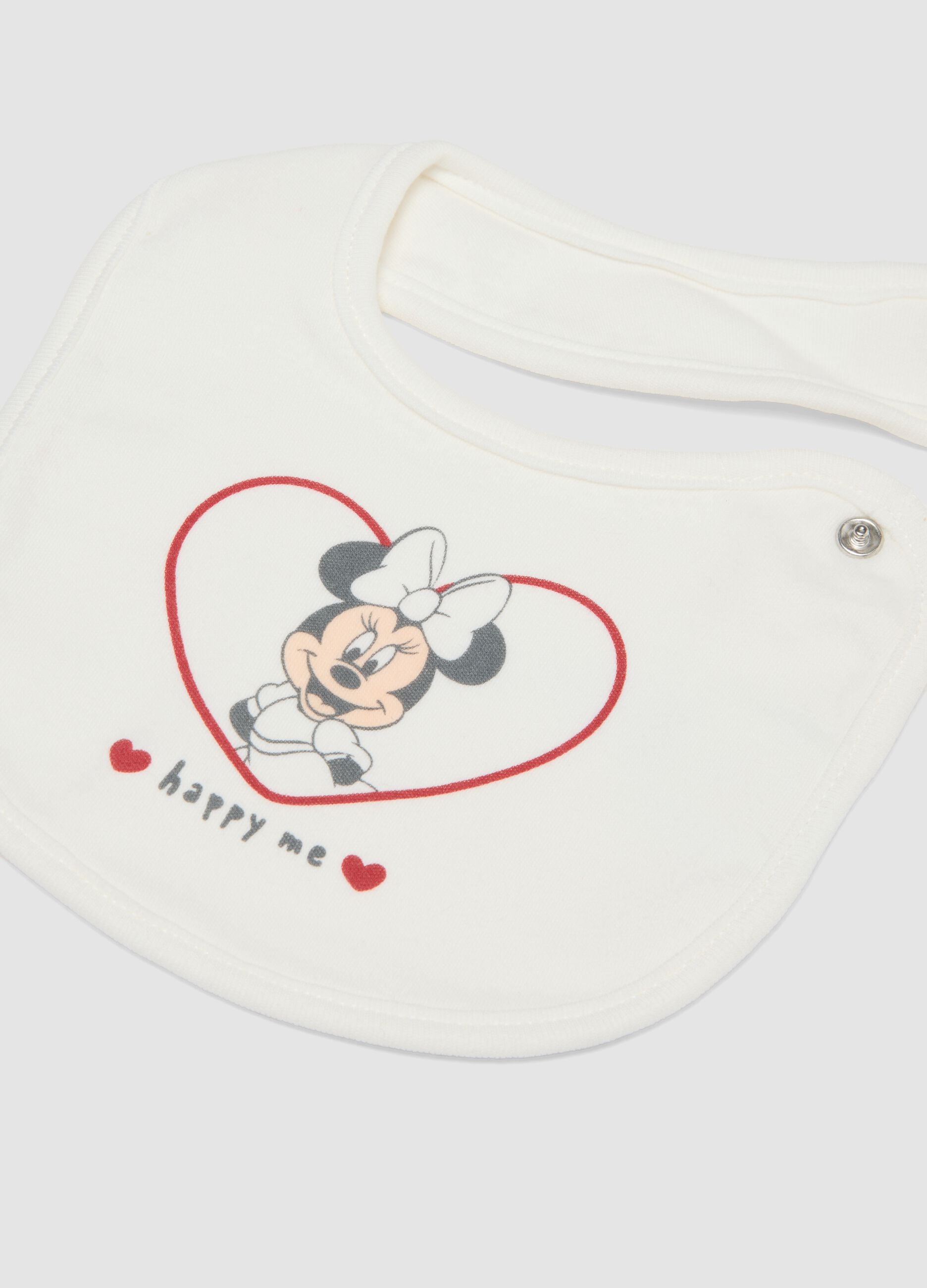 2-pack of white organic cotton bibs with Minnie print