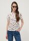 Camiseta blanca de algod&oacute;n el&aacute;stico con estampado floral, corte regular_0