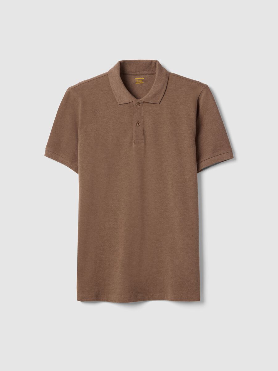 Braunes Poloshirt aus reiner Baumwolle mit kurzen &Auml;rmeln, Regular Fit_0