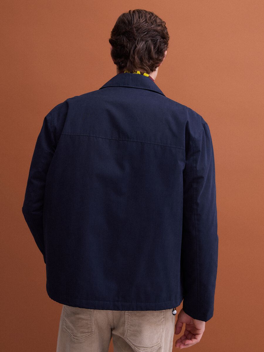Blue padded cotton-blend jacket with zip_3