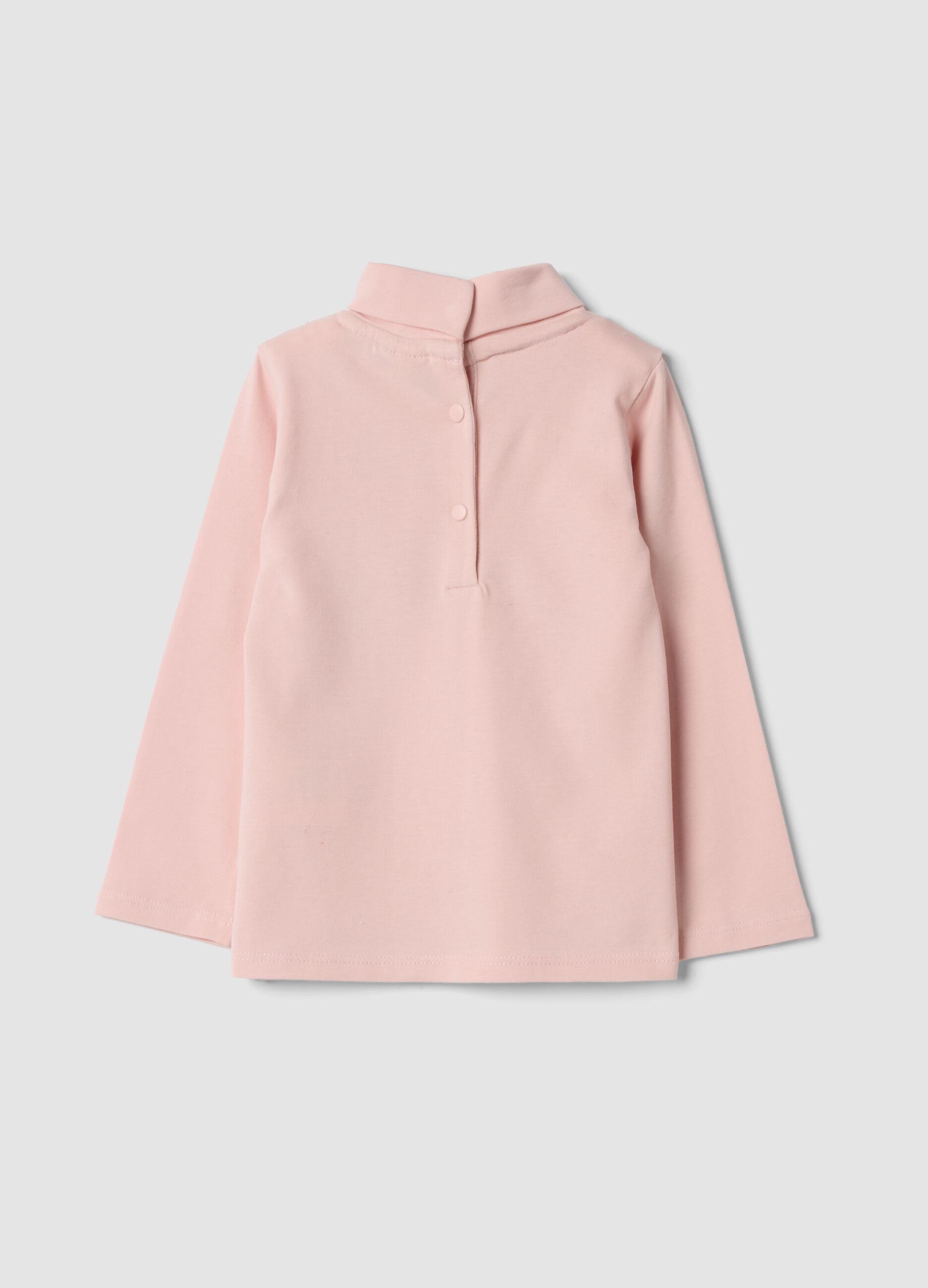 Maglietta rosa in cotone organico elasticizzato con stampa regular fit