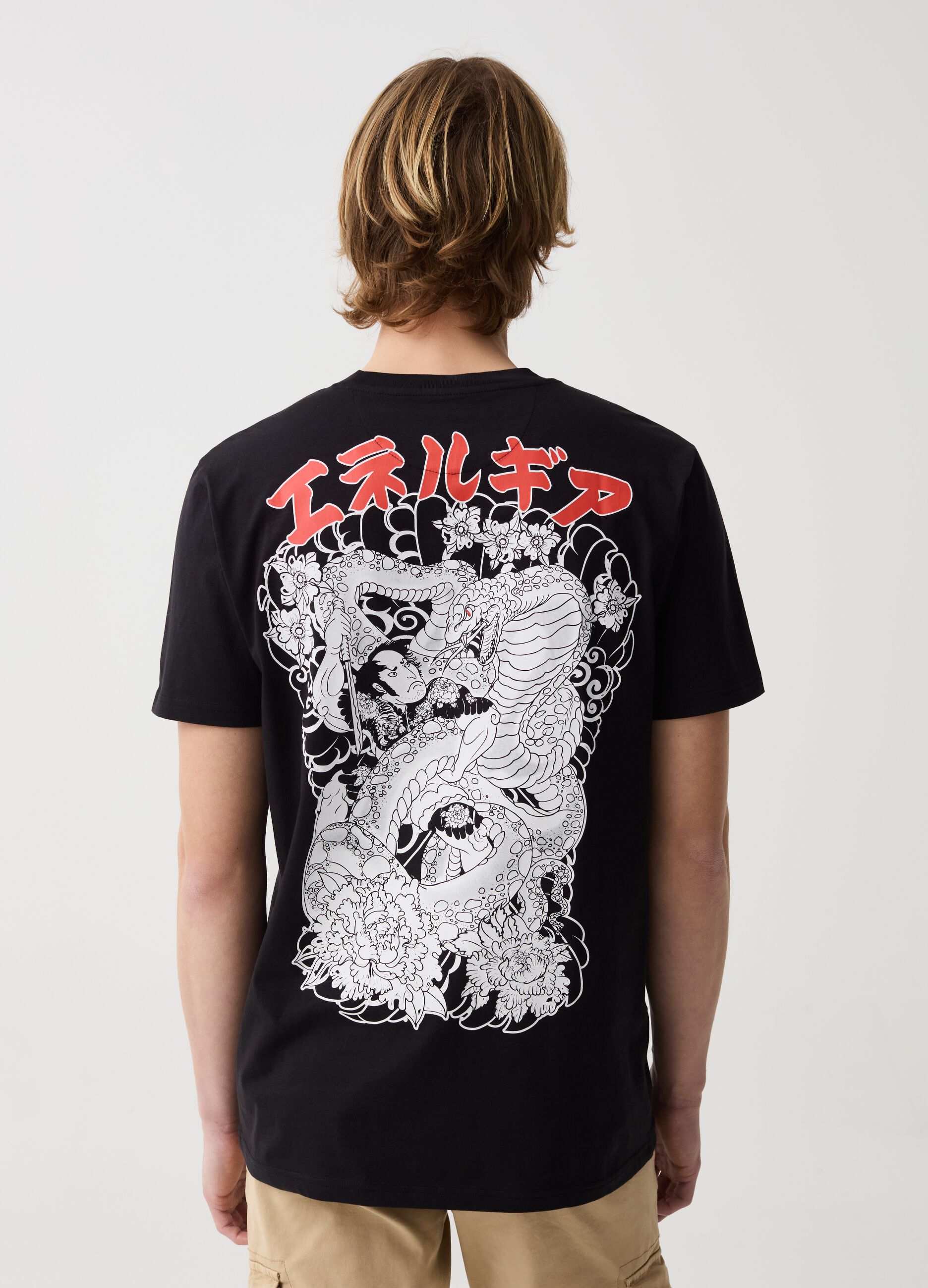 Cotton T-shirt with Japanese print
