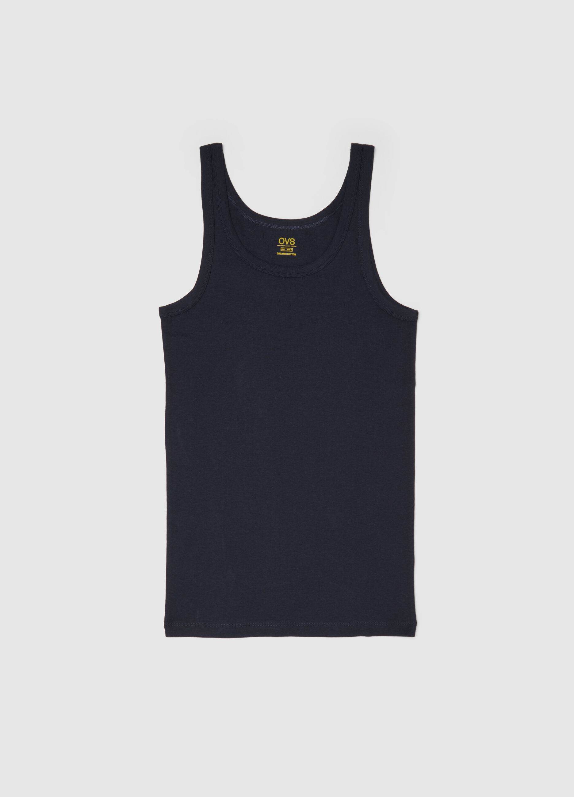 Blue pure cotton tank top regular fit