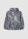 Grey mixed regular fit rain jacket with hood for boys_0