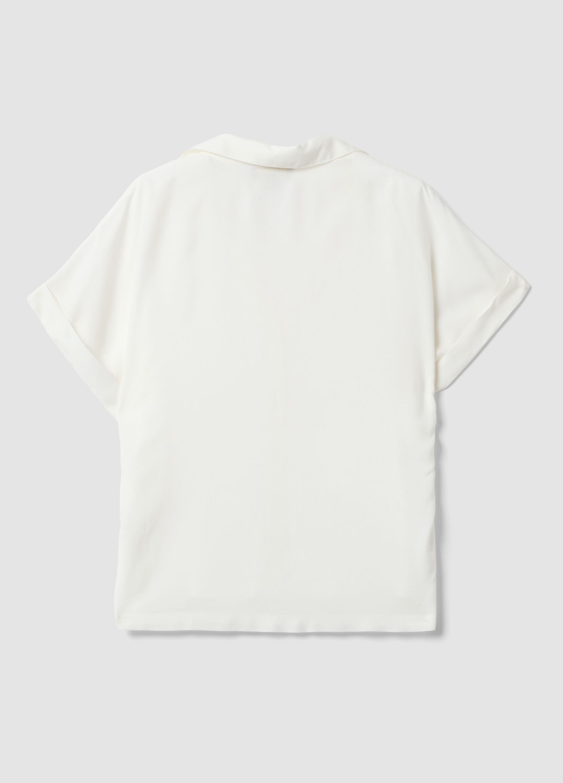 White pure viscose short-sleeve oversized shirt