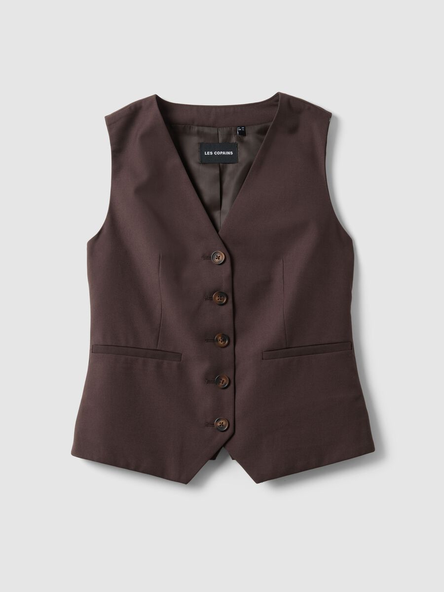 Brown classic waistcoat, regular fit with buttons_0