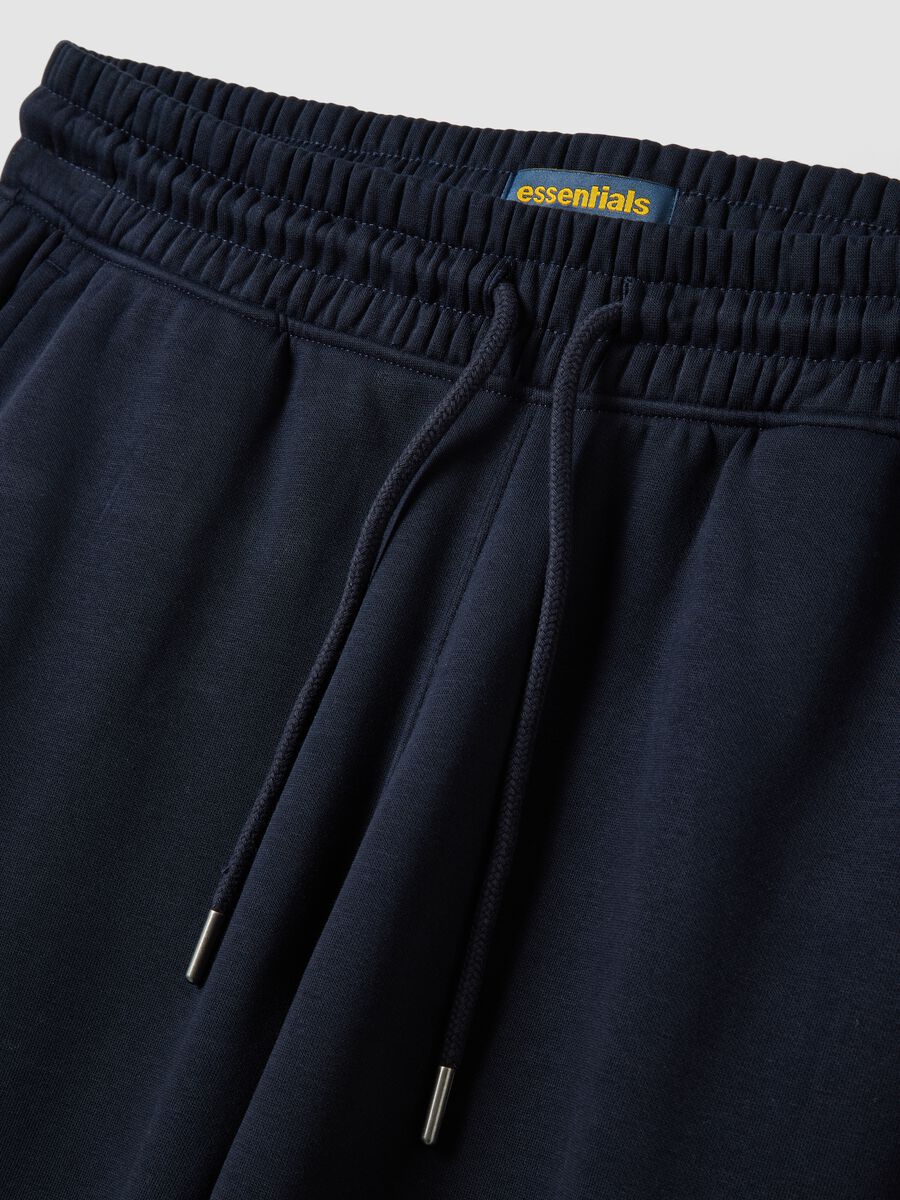 Blue cotton-blend joggers with cuffed hem and drawstring_6