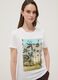 White pure cotton T-shirt with front print, regular fit_0
