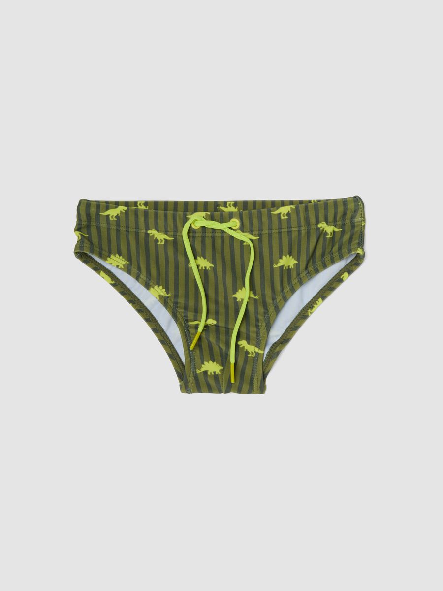 Gr&uuml;ne Stretch-Badehose mit Dino-Print_0
