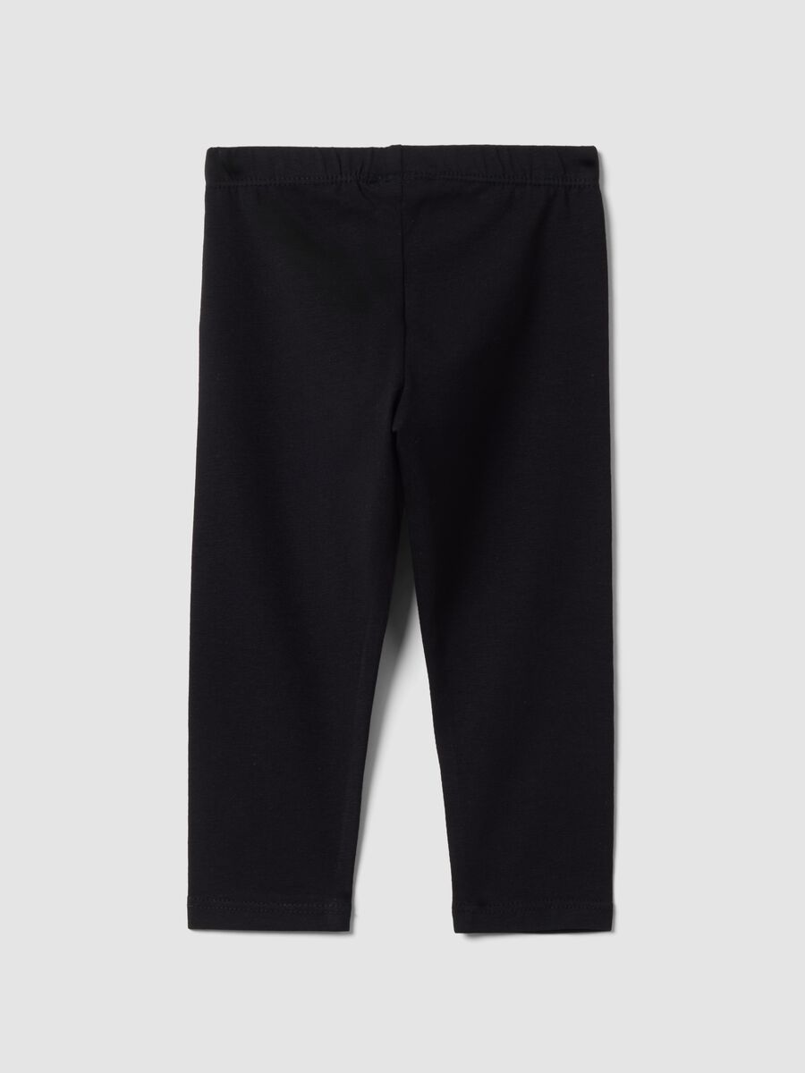 Girls&rsquo; black slim-fit organic stretch cotton leggings_1