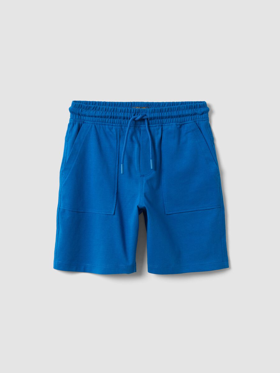 Blue organic cotton shorts with elasticated waist_0