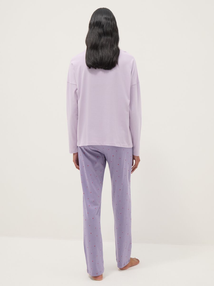 Purple pure cotton regular fit pyjamas with heart design_2