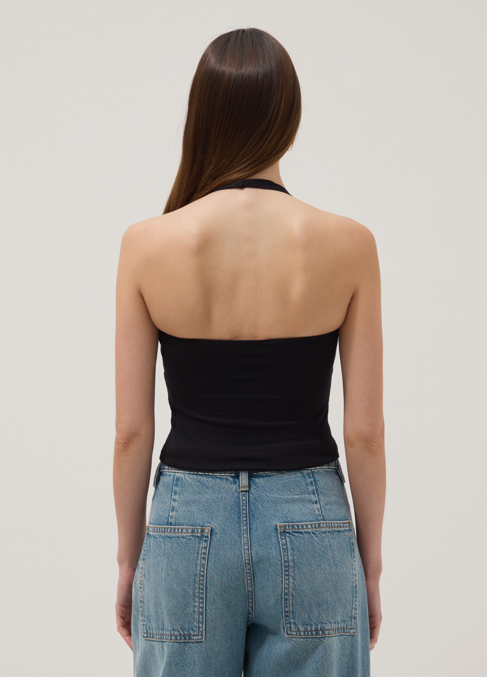 Black stretch cotton top