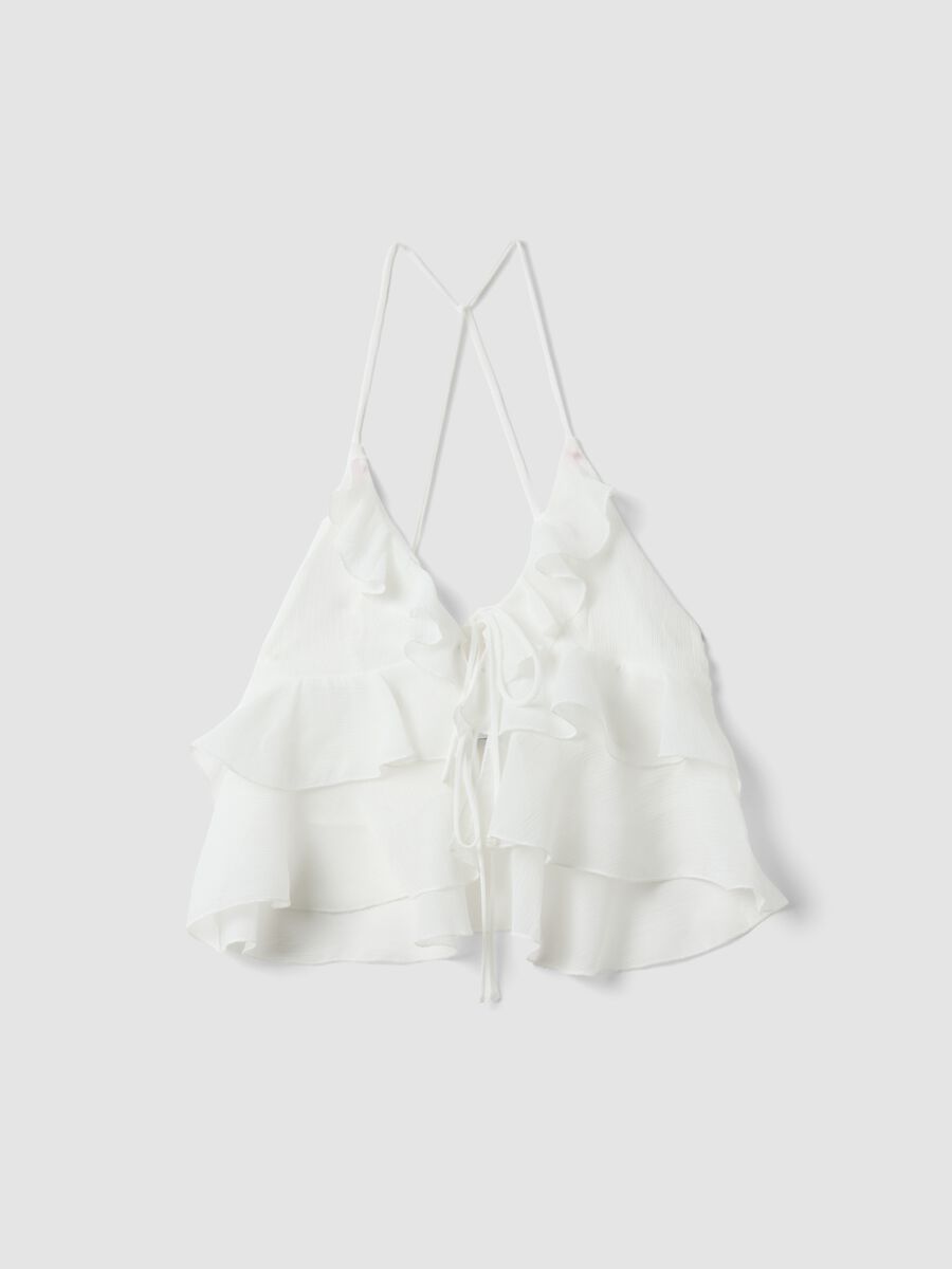 White ruffle top with thin straps_4