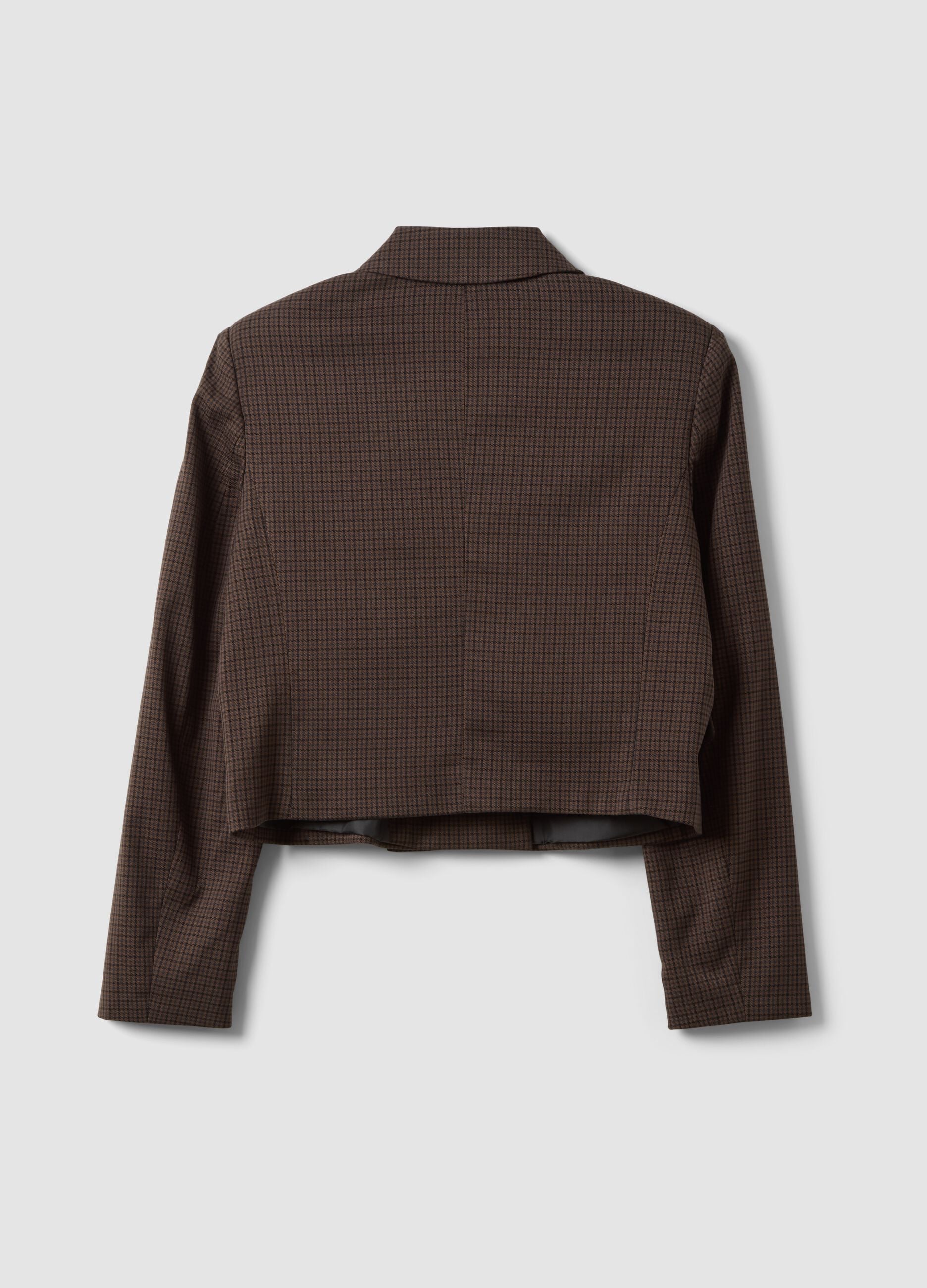 Brauner Cropped-Blazer aus elastischer Viskose