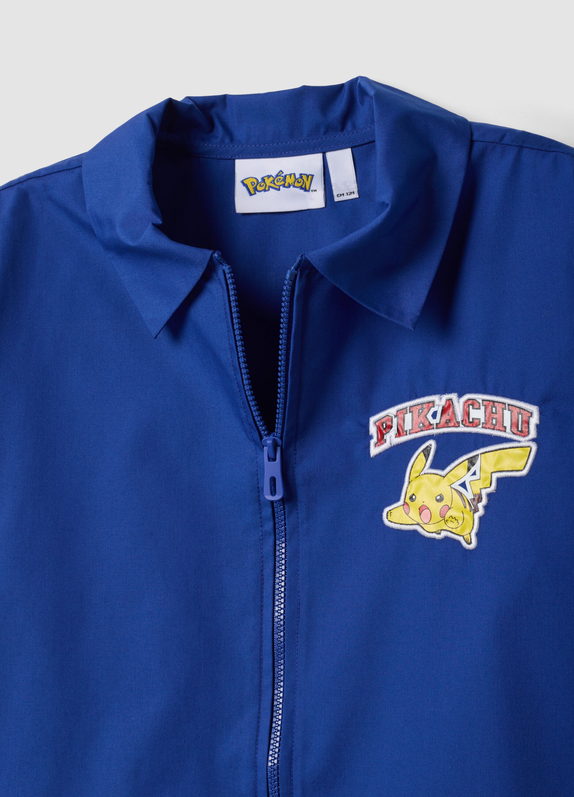 Blue school apron with zip and Pok&eacute;mon embroidery for boys