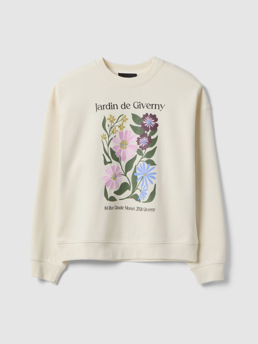 Beige regular fit cotton blend sweatshirt with print_4
