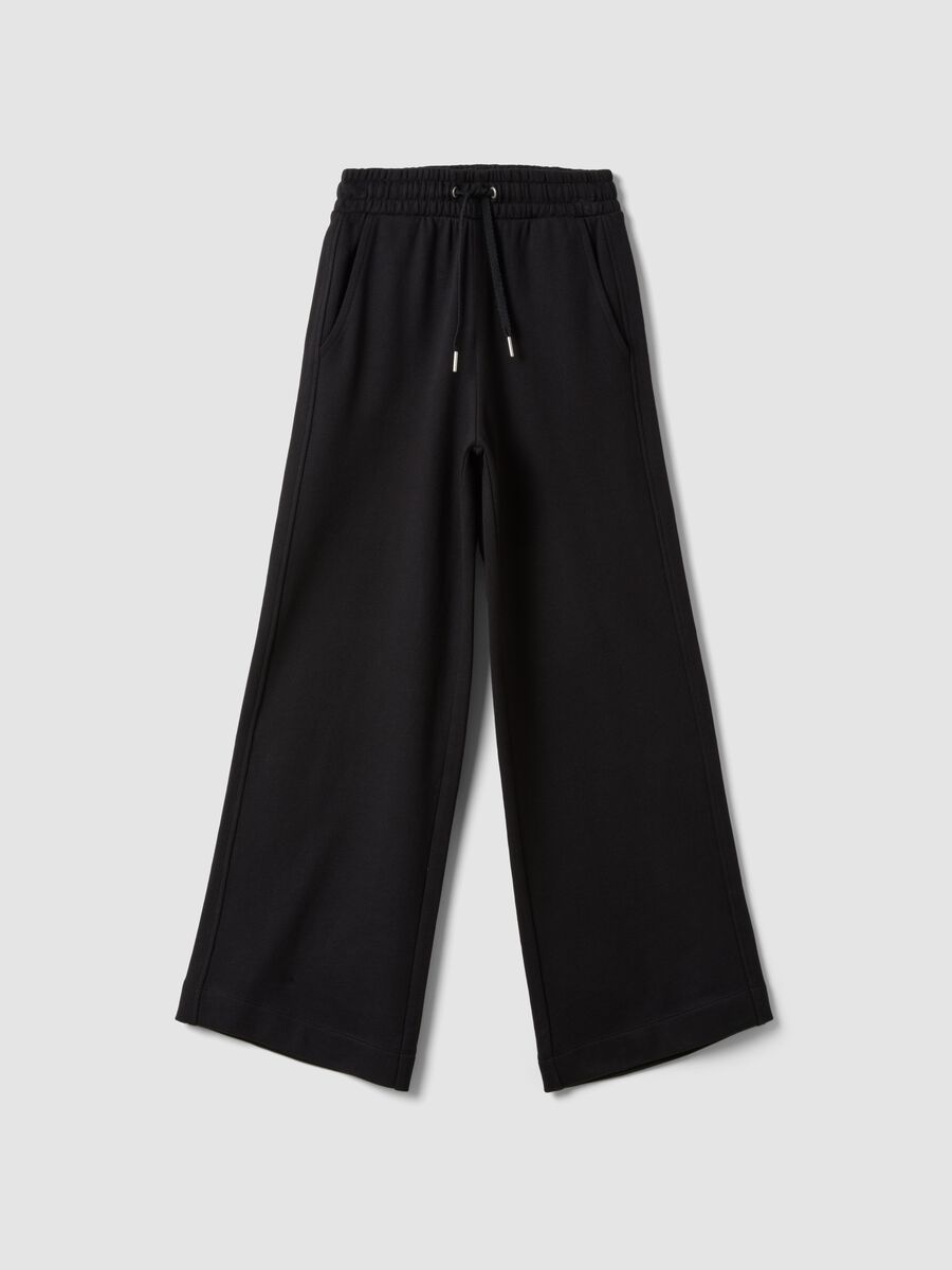 Black organic cotton culotte trousers for girls_4