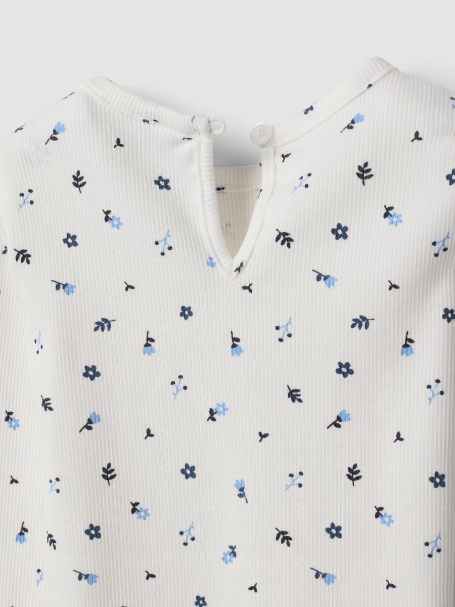 White organic stretch cotton T-shirt with pattern_3