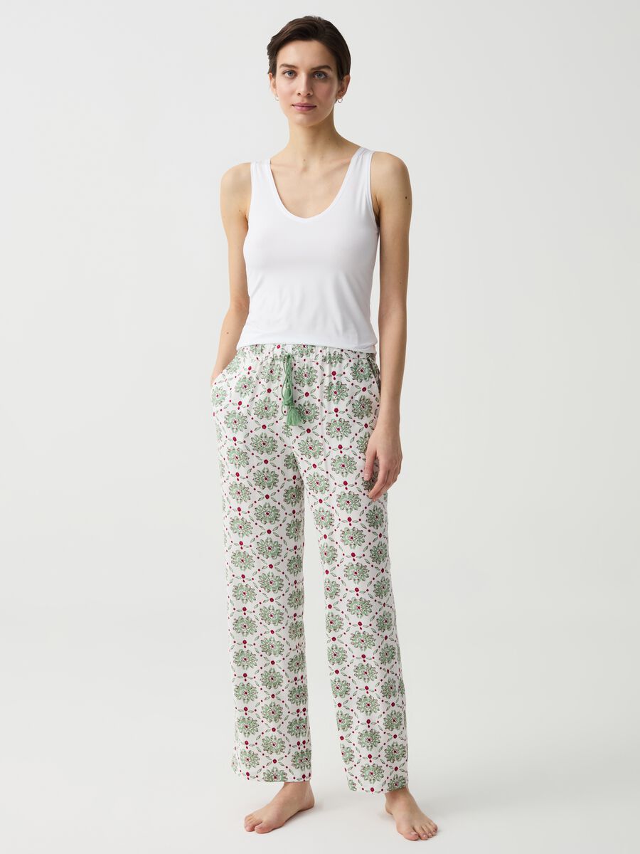 Pyjama trousers with drawstring and tassels_0