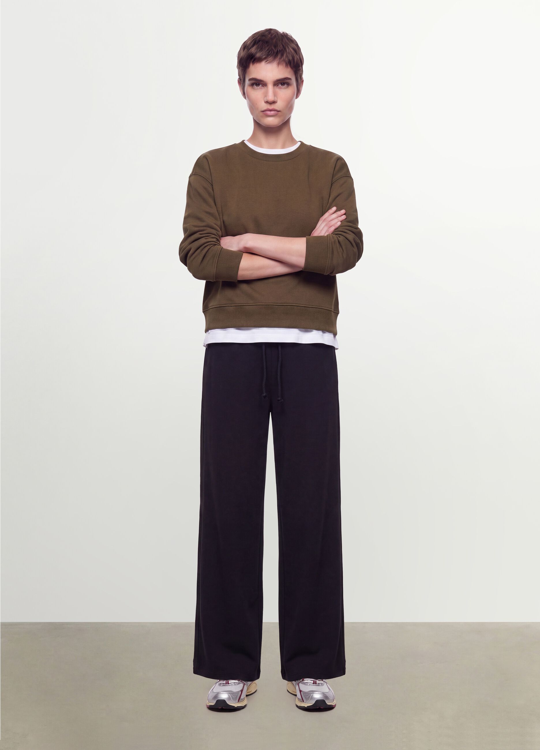 Green cotton-blend regular-fit crew-neck sweatshirt