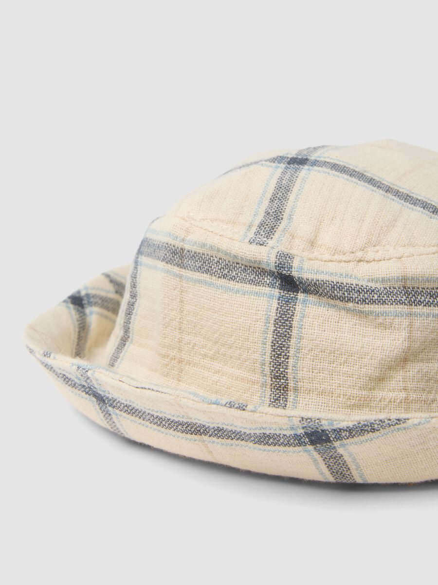 Baby boys&rsquo; multicolor check pure cotton hat_2