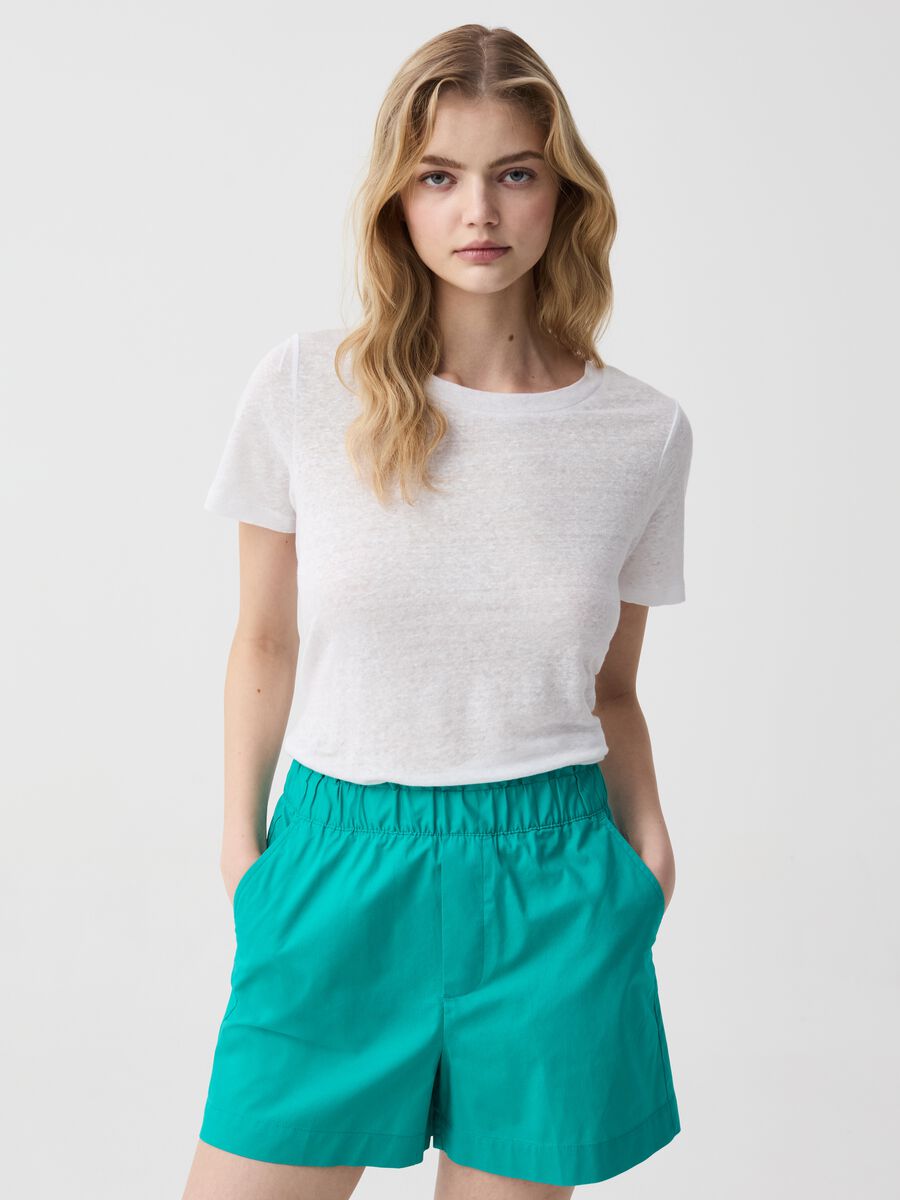 Pull-on shorts in stretch cotton_0