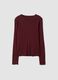 Burgundy pure cotton long-sleeve crew-neck T-shirt, regular fit_4
