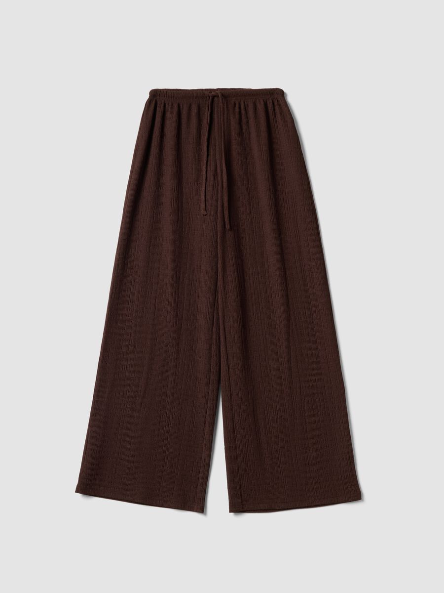 Brown Wide Leg Jogger Trousers_4