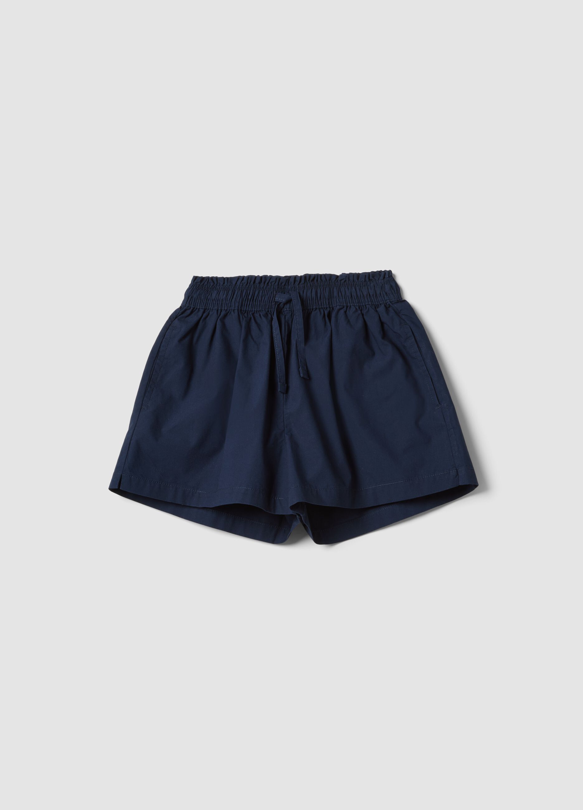 Blue pure cotton shorts with elasticated waistband
