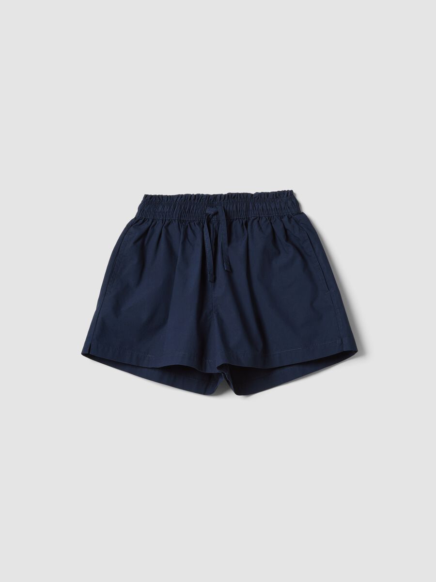 Blue pure cotton shorts with elasticated waistband_0