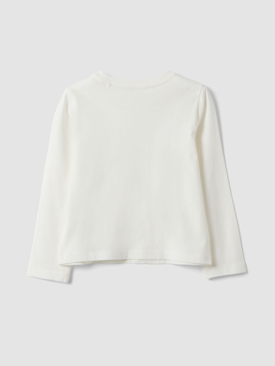 White pure organic cotton T-shirt with butterfly print for girls_1