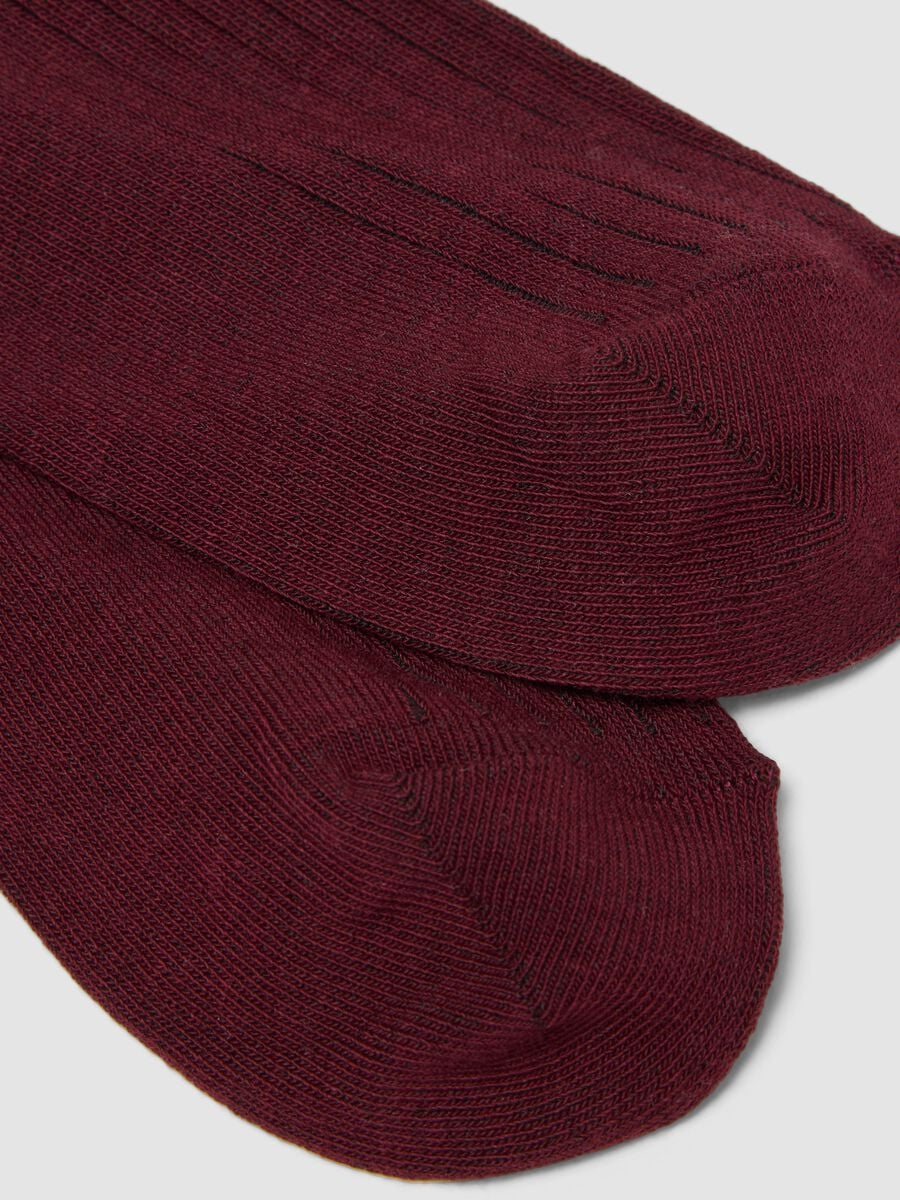Red ribbed stretch-cotton socks_2